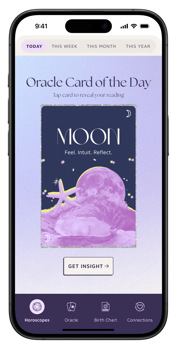 AION app showing the Moon oracle card of the day