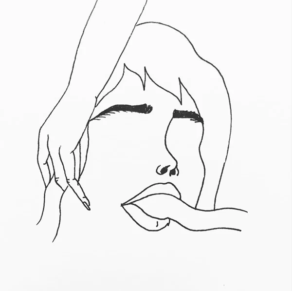 Single-line portrait of a woman with eyes closed