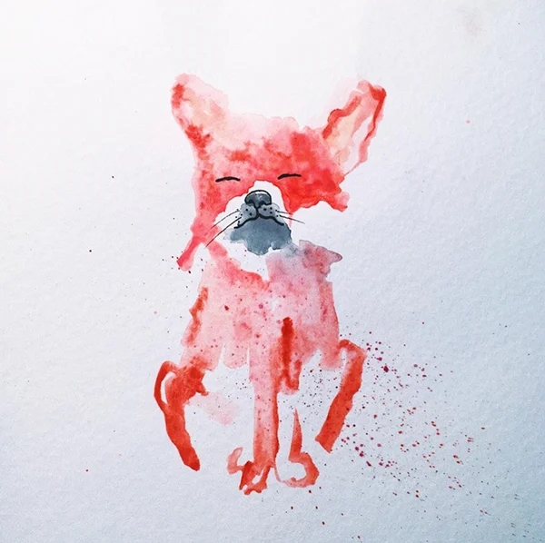 Red watercolor fox