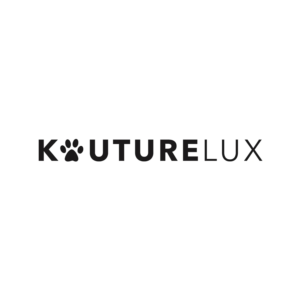 Kouture Lux logo in black with a paw print in place of the O